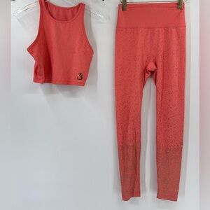 BuffBunny Leggings and top ROSE Gold and Coral High Waist size medium